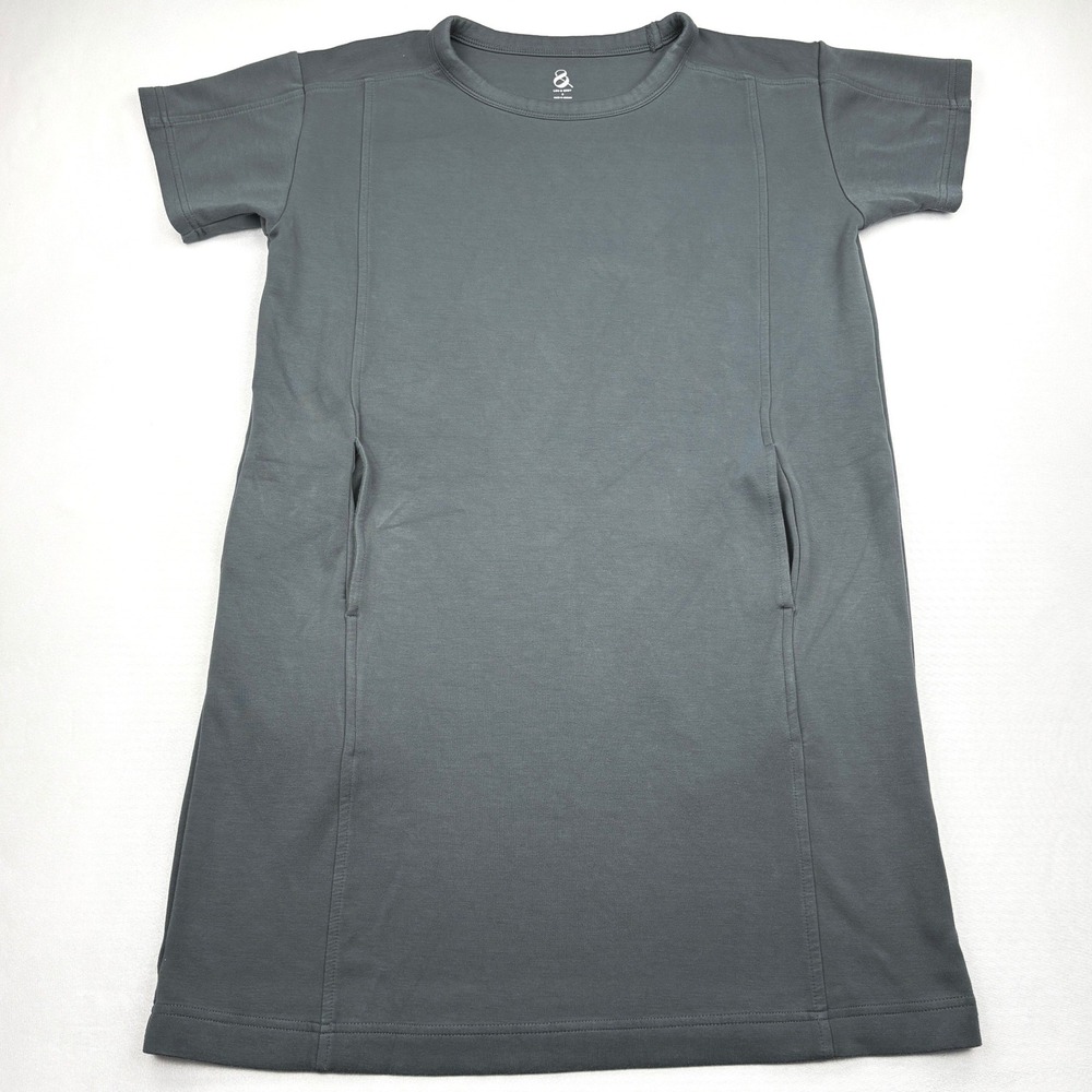 Lou Grey T Shirt Dress Womens Small Gray Short Sleeve Pockets Soft Jersey Shift